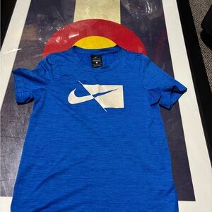 Nike Boys Blue Short Sleeve Tee with White Swoosh